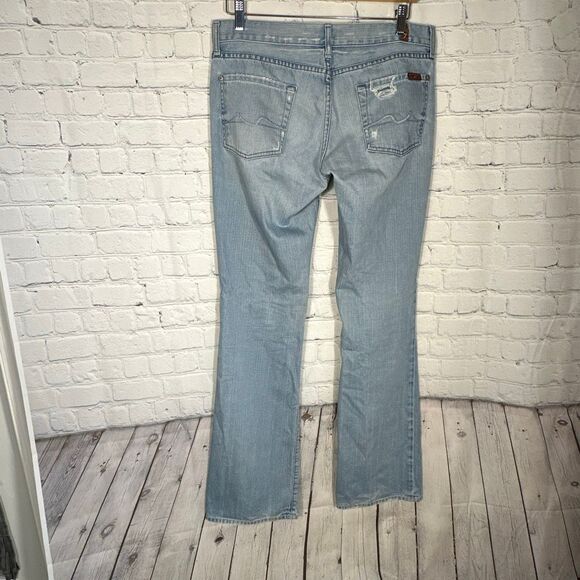 7 for All Mankind Bootcut Jeans Womens 30 Light Wash Distressed UO75566U - Picture 8 of 12
